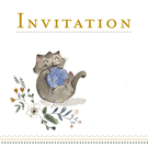 Invitation chat avec pelote de laine